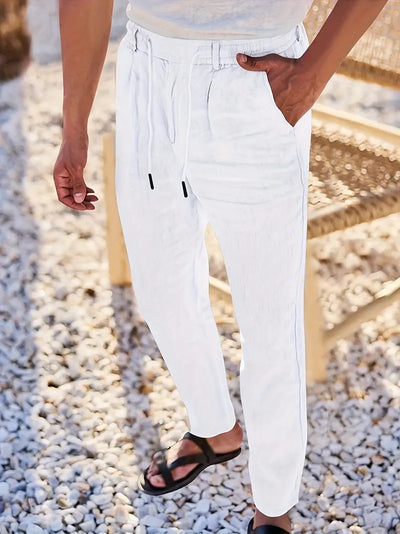 NICHOLS | PANTALONI LARGHI IN LINO CON COULISSE
