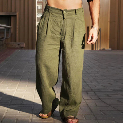 DARIO | PANTALONI DI LINO A GAMBA LARGA