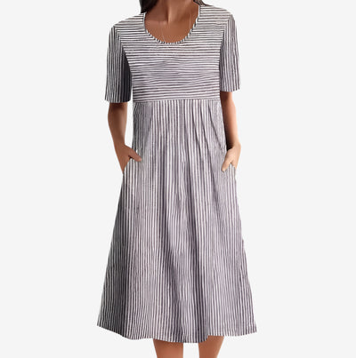 Aquelle™ - Elegantes Gestreiftes Midikleid mit Meeresinspirierter Note