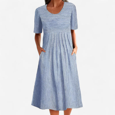 Aquelle™ - Elegantes Gestreiftes Midikleid mit Meeresinspirierter Note