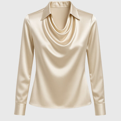 Sylvie | Luxuriöse, glänzende Bluse mit Faltenkragen