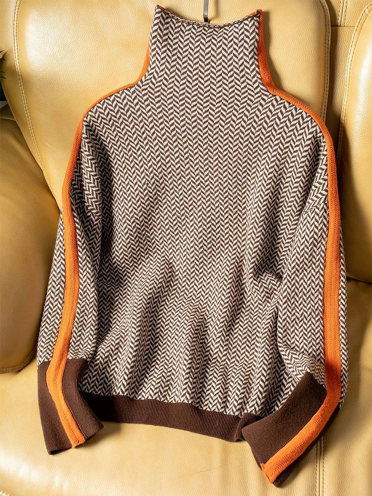 Malou™ | Rollkragenpullover mit auffälligen Kontraststreifen