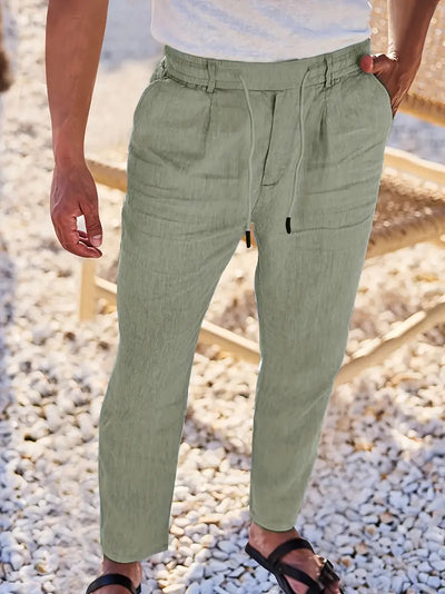 NICHOLS | PANTALONI LARGHI IN LINO CON COULISSE