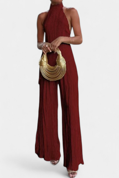 Pilarica Elegantes Plissee-Set mit Asymmetrischem Top und Fließender Hose