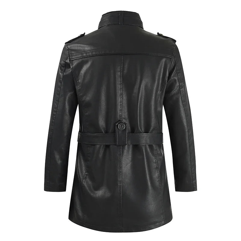 Elegante lange Bikerjacke aus Leder
