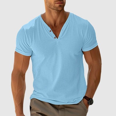 RONALD - STRICK-T-SHIRT MIT KNÖPFEN